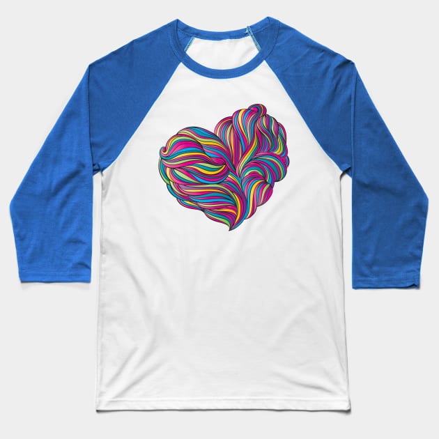 fluid heart shape Baseball T-Shirt by Mako Design 